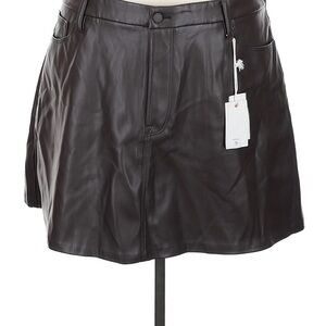 Good American dark brown Leather Mini Skirt